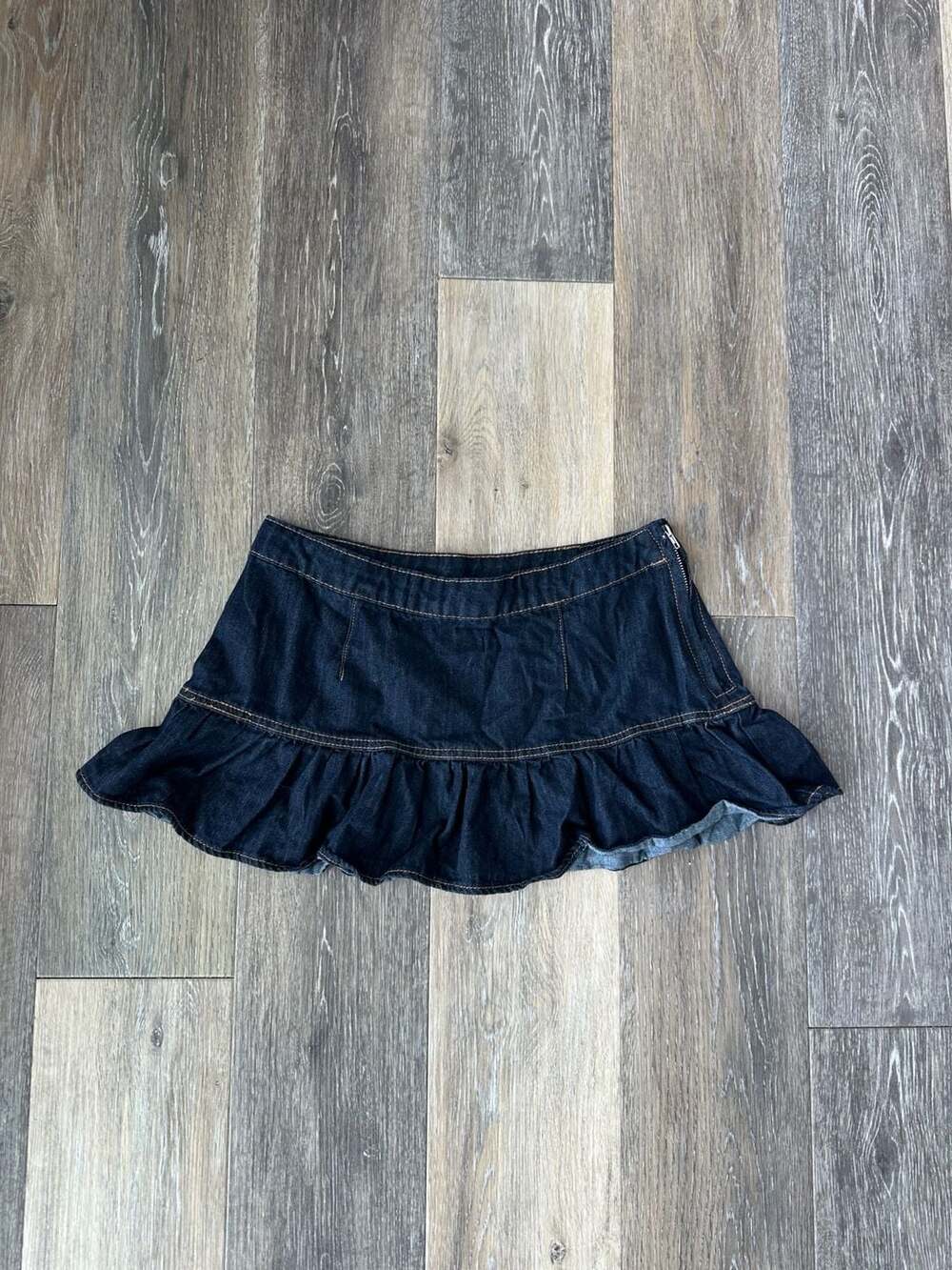 Y2K Your Favorite By PacSun Dark Wash Low Rise Denim Ruffle Mini Skirt XS